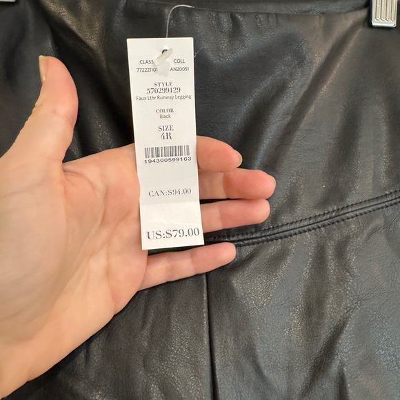 WHBM Black Faux Leather Runway Leggings - NWT Size 4 - Picture 5 of 6